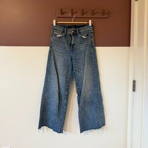 Banana Republic High Rise Wide Leg Crop Jeans with Raw Frayed Hem